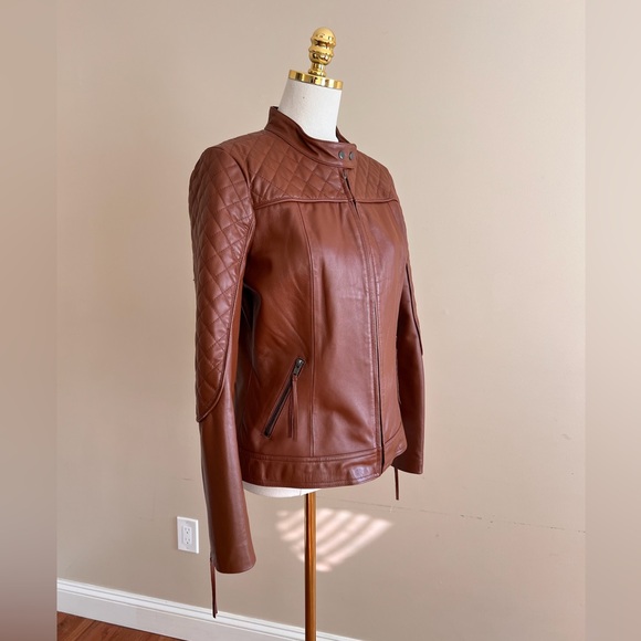 Neiman Marcus Brown Leather Bomber Jacket - Picture 2 of 9
